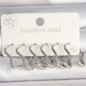 316L Çelik Gümüş Renk Yıldız Model Kadın Küpe Seti