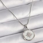 316L Çelik Gümüş Renk Zincir Beyaz Sedefli Zirkon Taşlı Yıldız İşleme Model Kadın Kolye