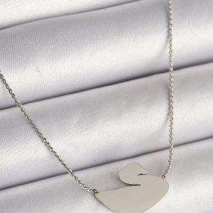 316L Çelik Gümüş Renk Zincir Kuğu Model Kadın Kolye