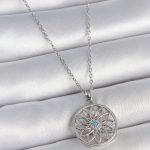 316L Çelik Gümüş Renk Zincir Mavi Taşlı Lotus Model Kadın Kolye