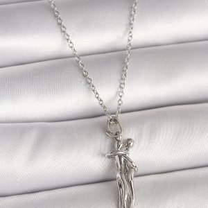 316L Çelik Gümüş Renk Zincir Sarılma Model Kadın Kolye