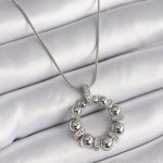 316L Çelik Gümüş Renk Zincir Zirkon Taş Detaylı Bombeli Halka Model Kadın Kolye