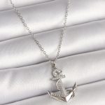 316L Çelik Gümüş Renk Zincir Zirkon Taş Detaylı Çapa Model Kadın Kolye