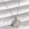 316L Çelik Gümüş Renk Zincir Zirkon Taşlı Ay Güneş İşlemeli Madalyon Model Kadın Kolye