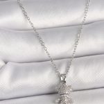 316L Çelik Gümüş Renk Zincir Zirkon Taşlı Ayıcık Figür Kadın Kolye