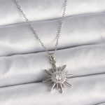 316L Çelik Gümüş Renk Zincir Zirkon Taşlı Güneş Model Kadın Yüzük