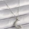 316L Çelik Gümüş Renk Zincir Zirkon Taşlı Hilal Model Yıldız Detay Kadın Kolye