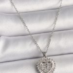 316L Çelik Gümüş Renk Zincir Zirkon Taşlı Kalp Model Kadın Kolye