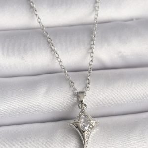 316L Çelik Gümüş Renk Zincir Zirkon Taşlı Kuzey Yıldızı Model Kadın Kolye