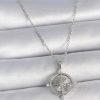 316L Çelik Gümüş Renk Zincir Zirkon Taşlı Pusula Model Kadın Kolye