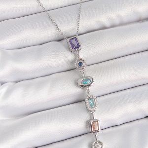 316L Çelik Gümüş Renk Zincir Zirkon Taşlı Y Model Dekolte Kadın Kolye