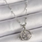 316L Çelik Gümüş Renk Zincir Zirkon Taşlı Yıldız Detay Gezegen Model Kadın Kolye