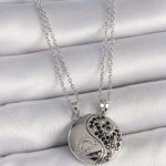 316L Çelik Gümüş Renk Zincir Zirkon Taşlı Ying Yang Model Gün Batımı İşlemeli Arakdaşlık Kadın Kolye