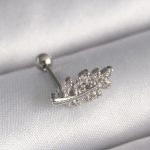 316L Çelik Gümüş Renk Zirkon Taşlı Dal Tragus Piercing