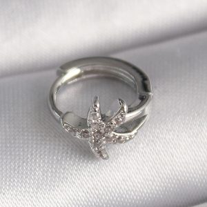 316L Çelik Gümüş Renk Zirkon Taşlı Deniz Yıldızı Model Tragus Piercing