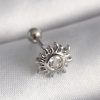 316L Çelik Gümüş Renk Zirkon Taşlı Güneş Tragus Piercing