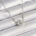 316L Çelik Gümüş Renk Zirkon Taşlı Hilal Kalp Model Kadın Kolye