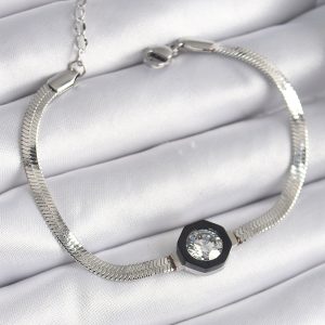 316L Çelik Gümüş Renk Zirkon Taşlı İtalyan Zincir Model Kadın Bileklik