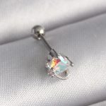 316L Çelik Gümüş Renk Zirkon Taşlı Kalp Tragus Piercing