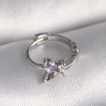 316L Çelik Gümüş Renk Zirkon Taşlı Kelebek Model Tragus Piercing