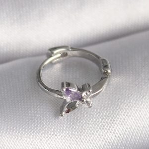 316L Çelik Gümüş Renk Zirkon Taşlı Kelebek Model Tragus Piercing