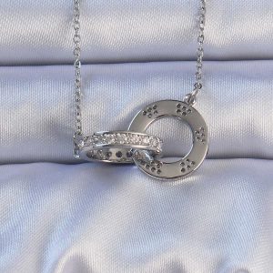 316L Çelik Gümüş Renk Zirkon Taşlı Kolye