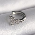 316L Çelik Gümüş Renk Zirkon Taşlı Kurdele Model Tragus Piercing