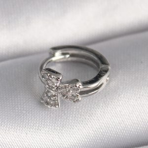 316L Çelik Gümüş Renk Zirkon Taşlı Kurdele Model Tragus Piercing