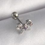 316L Çelik Gümüş Renk Zirkon Taşlı Kurdele Tragus Piercing