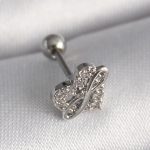 316L Çelik Gümüş Renk Zirkon Taşlı Sonsuzluk Detay Tragus Piercing