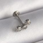 316L Çelik Gümüş Renk Zirkon Taşlı Tragus Piercing