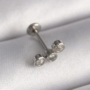 316L Çelik Gümüş Renk Zirkon Taşlı Tragus Piercing