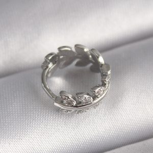 316L Çelik Gümüş Renk Zirkon Taşlı Yaprak Model Tragus Piercing