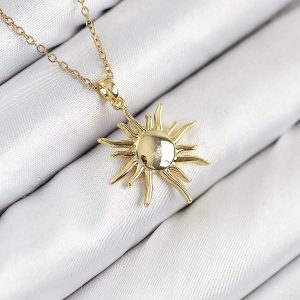 316L Çelik Güneş Model Gold Renk Kadın Kolye