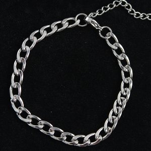 316L Çelik Kalın Klasik Model Gümüş Renk Erkek Bileklik