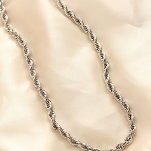 316L Çelik Kararmaz Gümüş Renk Kalın Burgu 60 cm Kadın Kolye