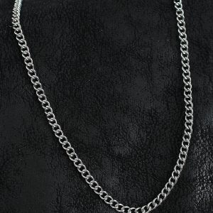 316L Çelik Klasik Oval Zincir Model Gümüş Renk Erkek Kolye