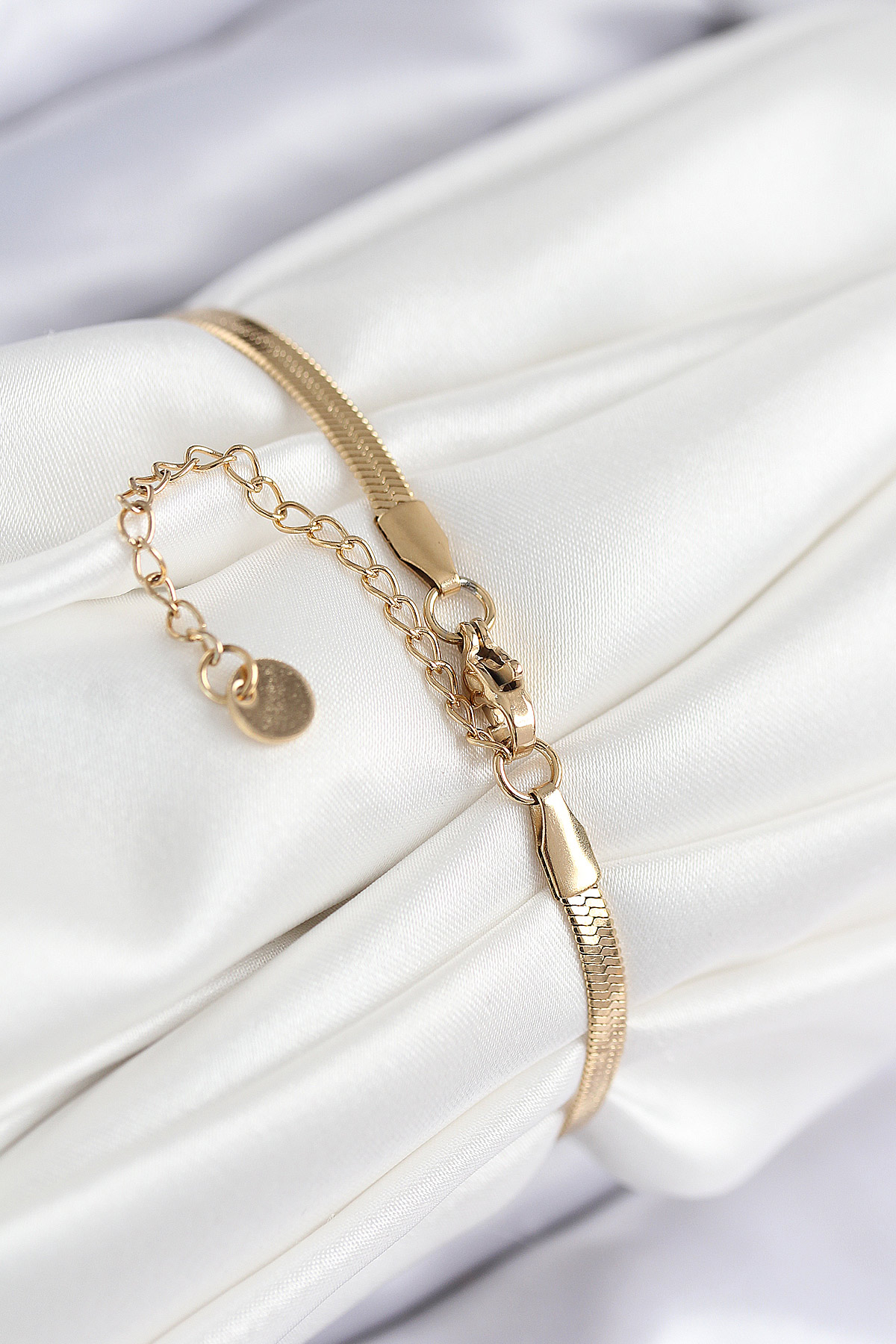 316L Çelik Nazar Boncuk Detaylı Yonca Model İtalyan Zincir Gold Renk Kadın Bileklik