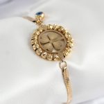 316L Çelik Nazar Boncuk Detaylı Yonca Model İtalyan Zincir Gold Renk Kadın Bileklik