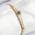 316L Çelik Nazar Boncuk Model Burgu Zincir Gold Renk Kadın Bileklik