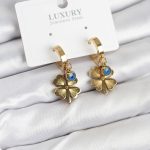 316L Çelik Nazarlı Yonca Model Kadın Küpe