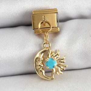 316L Çelik Sallantılı Ay Ve Güneş Model Gold Renk Nomination Charm