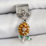 316L Çelik Sallantılı Ayçiçeği Model Gümüş Renk Nomination Charm
