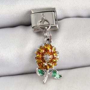 316L Çelik Sallantılı Ayçiçeği Model Gümüş Renk Nomination Charm