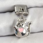 316L Çelik Sallantılı Kalp Detaylı Kedi Model Gümüş Renk Nomination Charm
