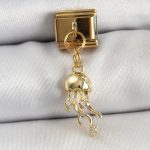 316L Çelik Sallantılı Zirkon Taşlı Deniz Anası Model Gold Renk Nomination Charm