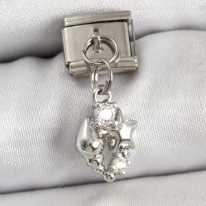 316L Çelik Sallantılı Zirkon Taşlı Deniz Kabuğu Ve Yıldız Model Gümüş Renk Nomination Charm