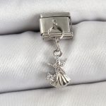 316L Çelik Sallantılı Zirkon Taşlı Deniz Yıldızı Ve İstiridye Model Gümüş Renk Nomination Charm