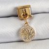 316L Çelik Sallantılı Zirkon Taşlı Hayat Ağacı Model Gold Renk Nomination Charm