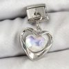 316L Çelik Sallantılı Zirkon Taşlı Kalp Model Gümüş Renk Nomination Charm